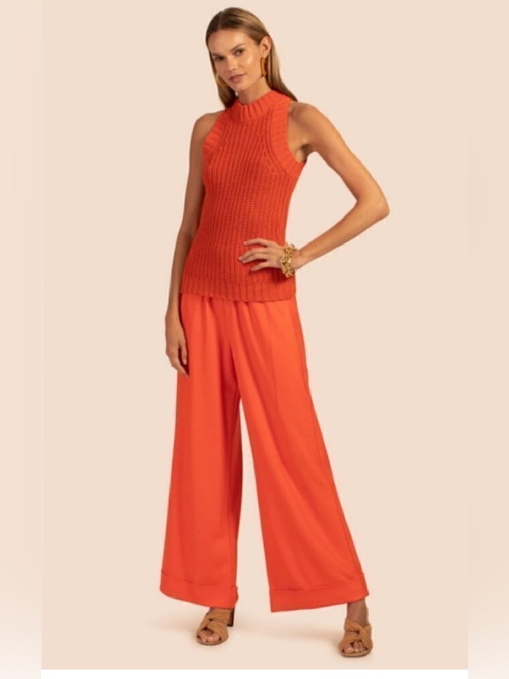 Trina Turk Anzuelo Wide-Leg Pants in Torch Size 10 $258